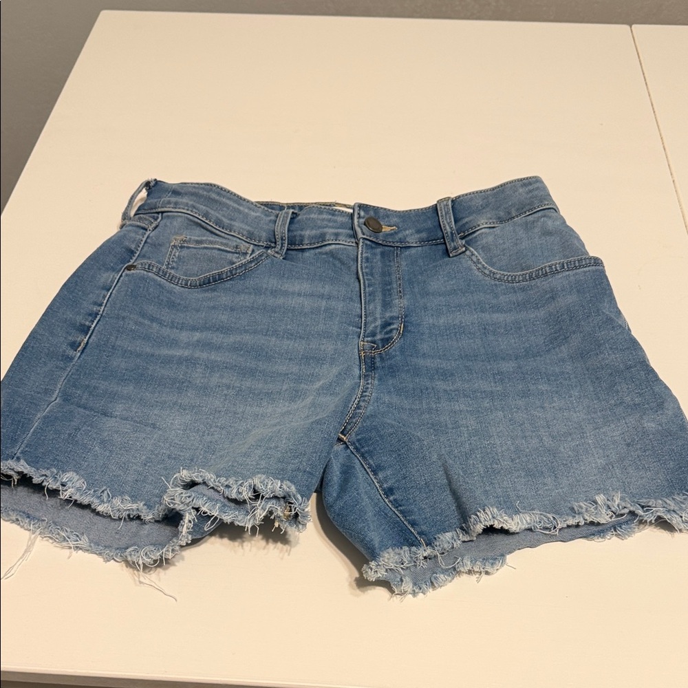 Nine West Blue Frayed Jean Shorts